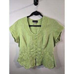 G. Designs Natural Fashions women sz XL 3/4 Shirt Green boho festival Fairy